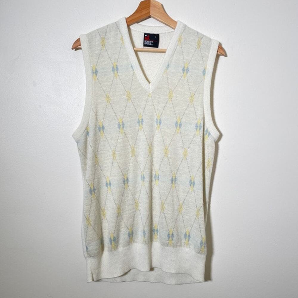 Vintage 80s Robert Bruce Argyle Golf Sweater Vest / Mens Large / Retro Grunge